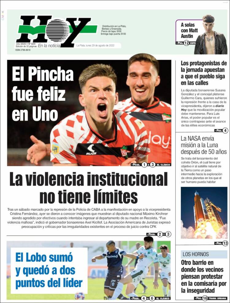 Portada de Diario Hoy (Argentina)