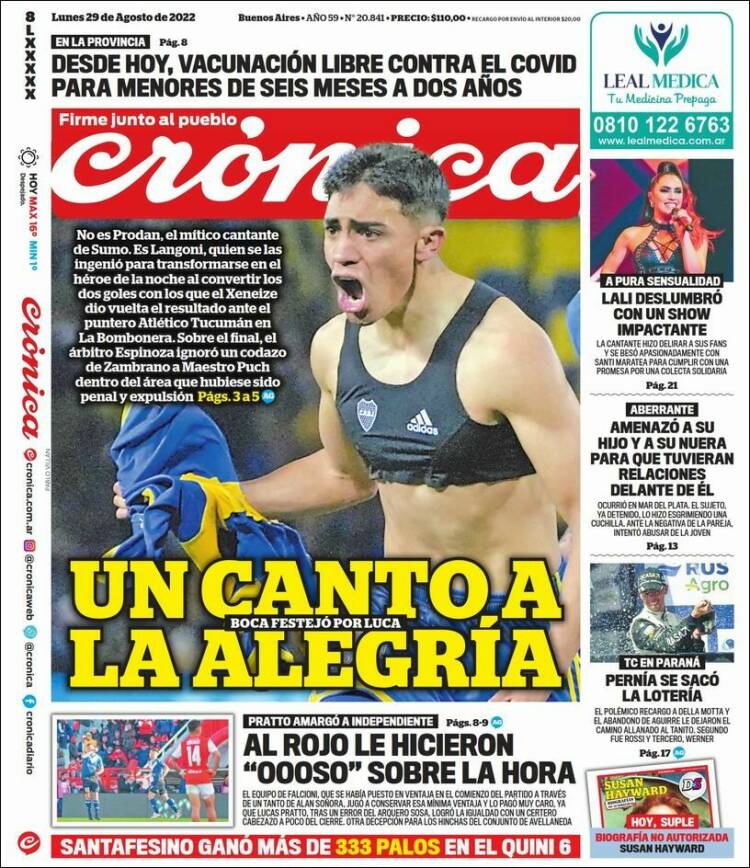 Portada de Diario El Libertador (Argentina)