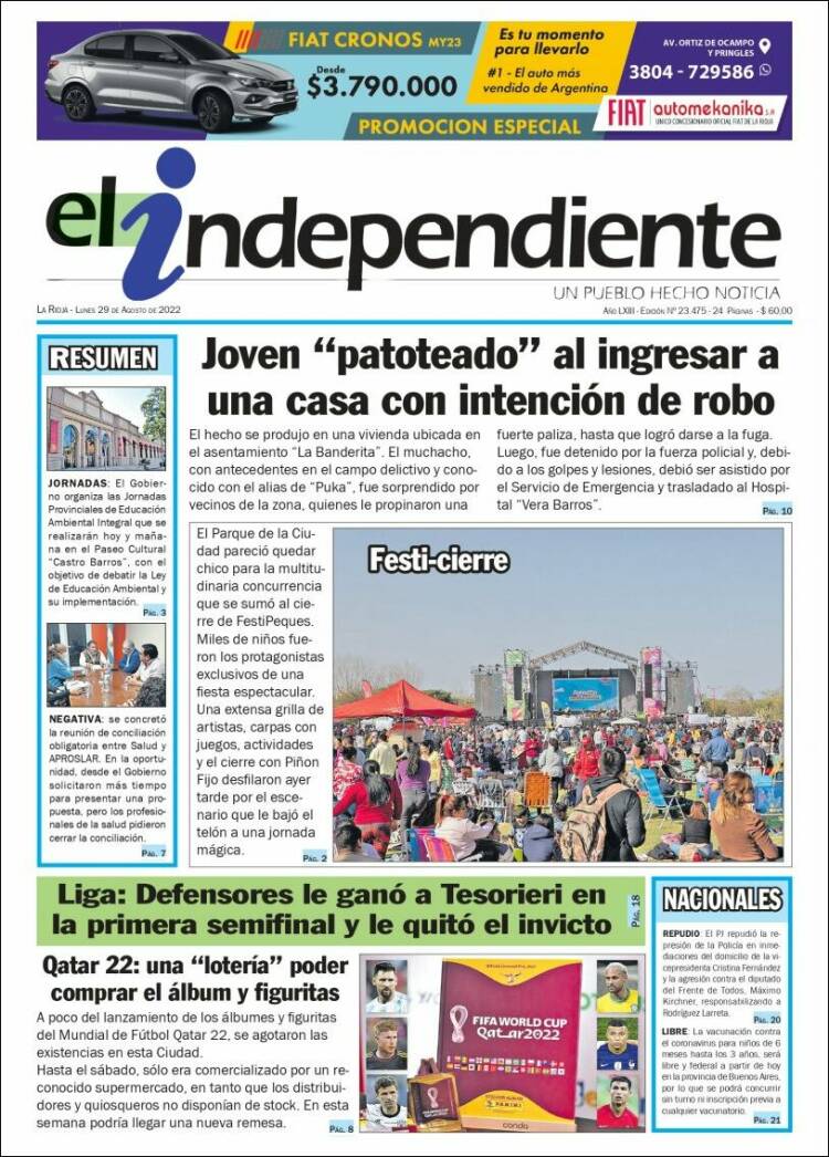 Portada de El Independiente (Argentina)