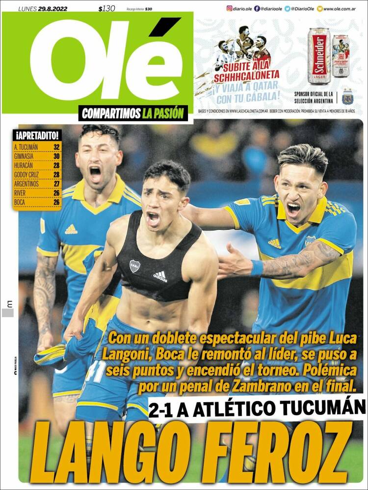 Portada de Olé (Argentina)