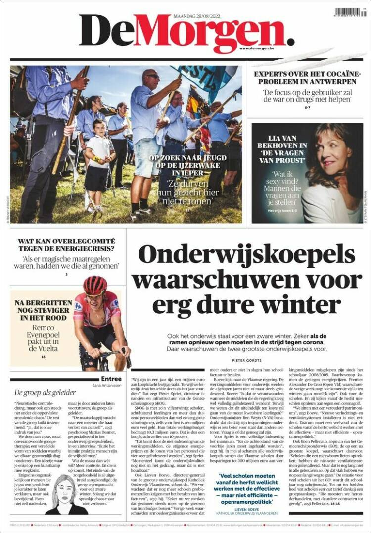 Portada de De Morgen (B&eacute;lgica)
