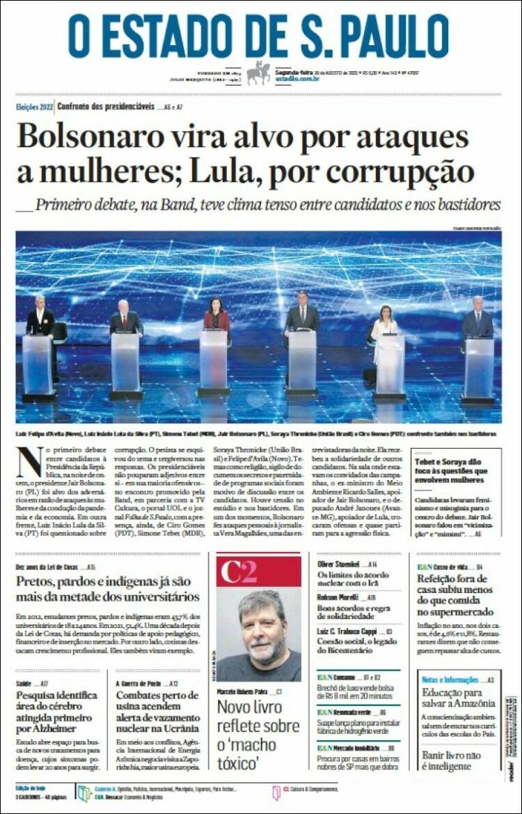 Portada de O Estado de São Paulo (Brasil)