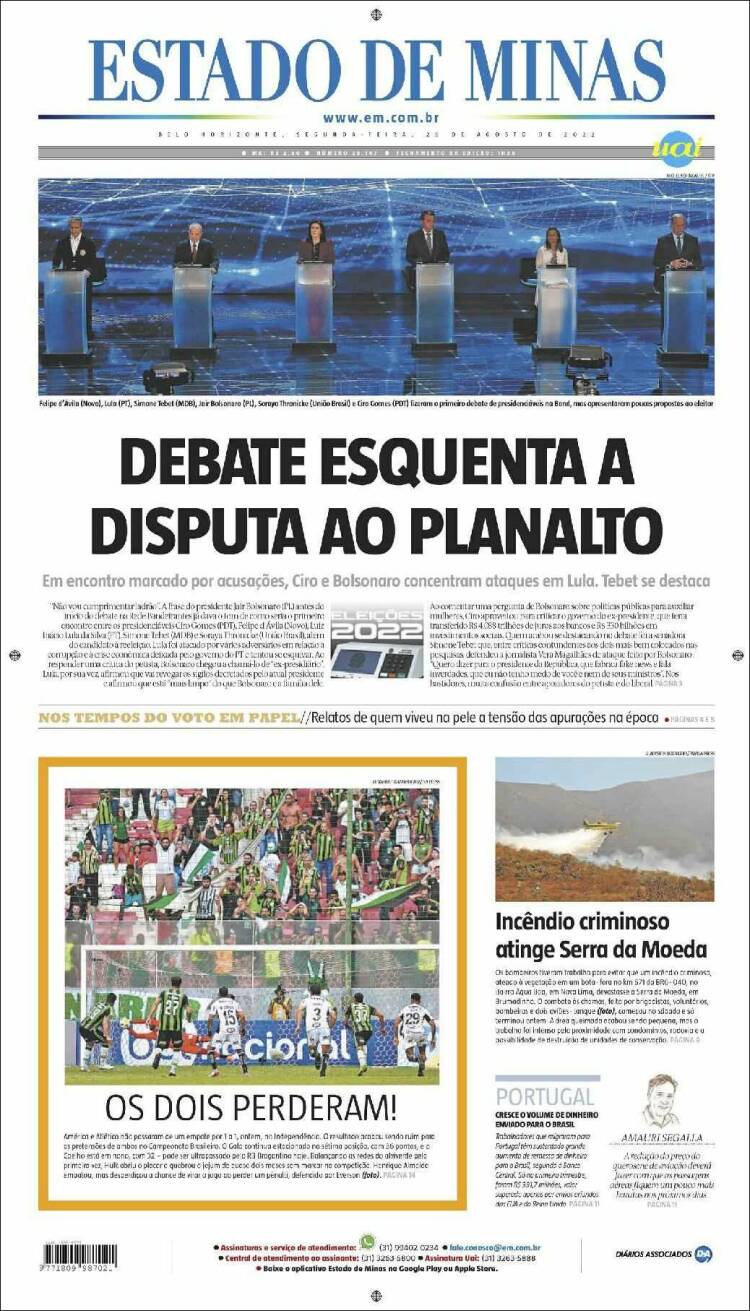 Portada de Jornal Estado de Minas (Brasil)