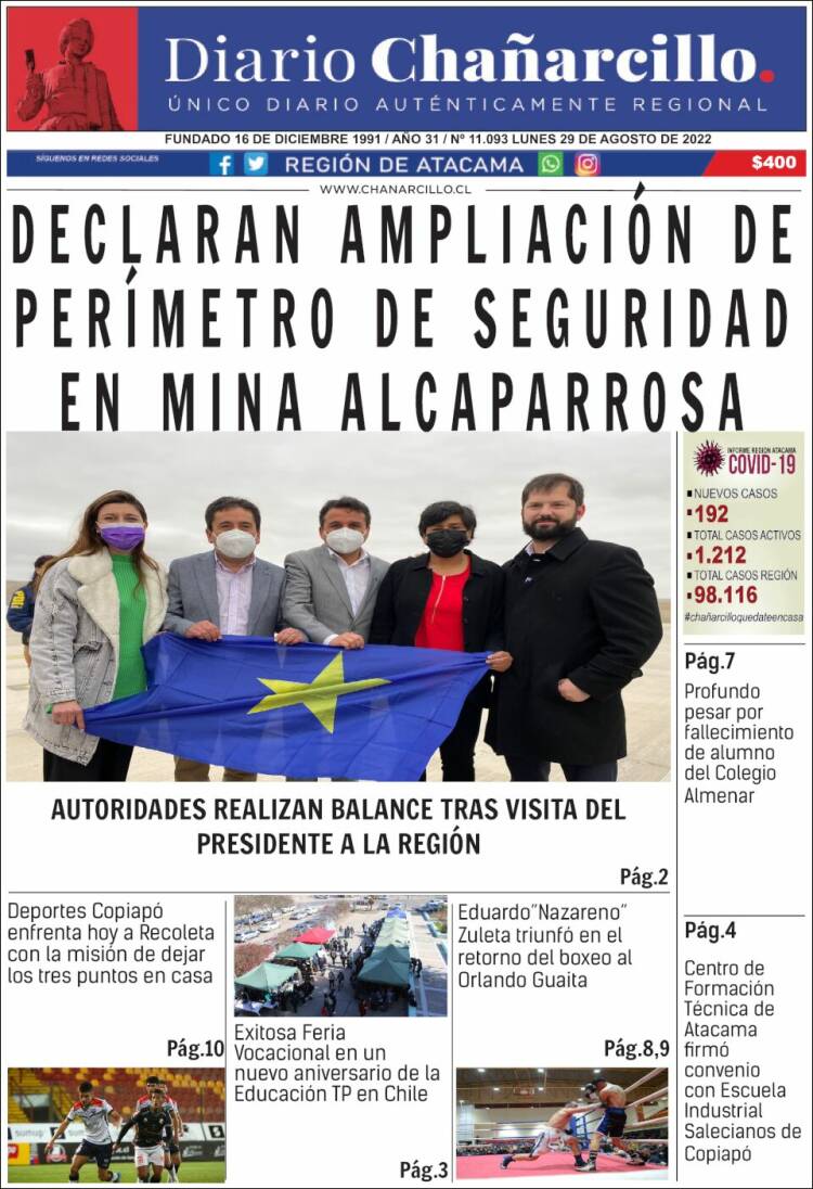 Portada de Diario Chañarcillo (Chile)
