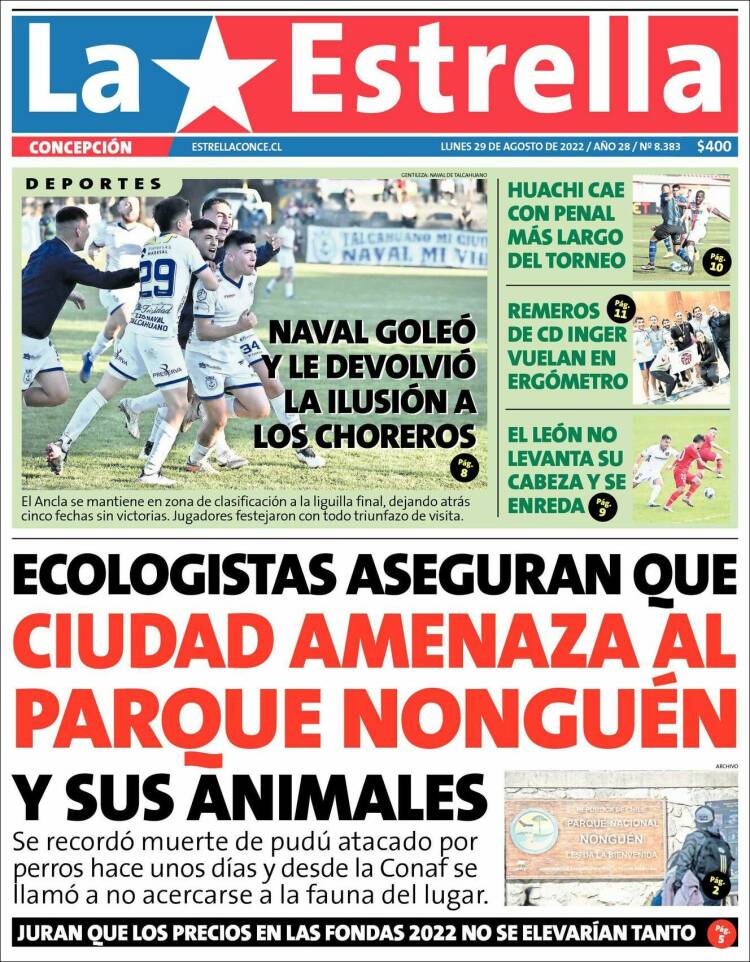 Portada de La Estrella de Concepción (Chile)