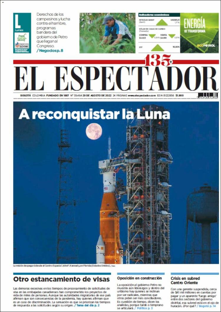 Portada de El Espectador (Colombia)