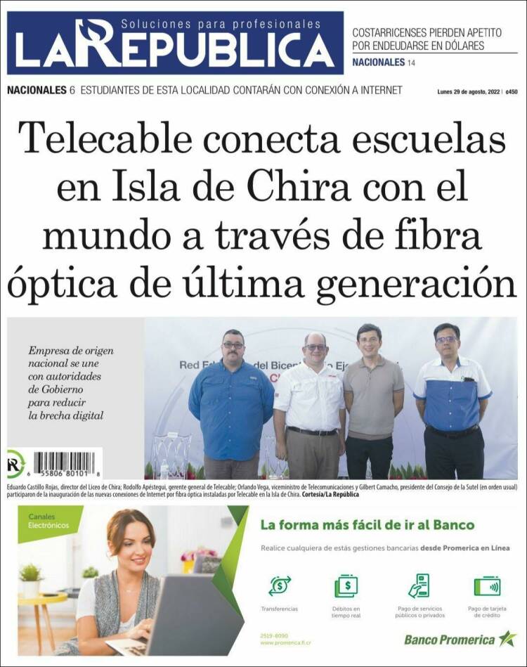 Portada de La República (Costa Rica)