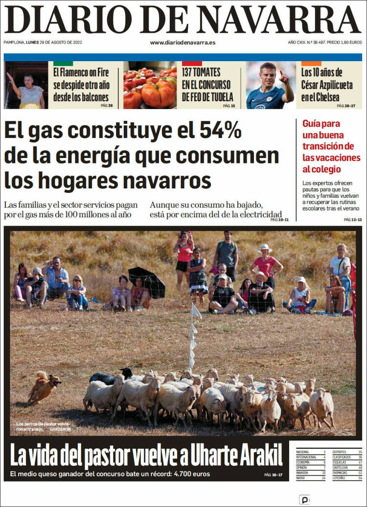 Portada de Diario de Navarra (España)