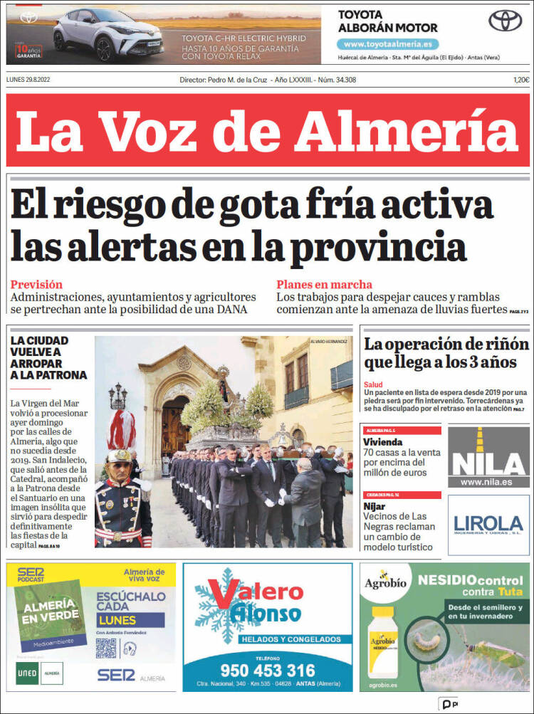 Portada de La Voz de Almería (España)