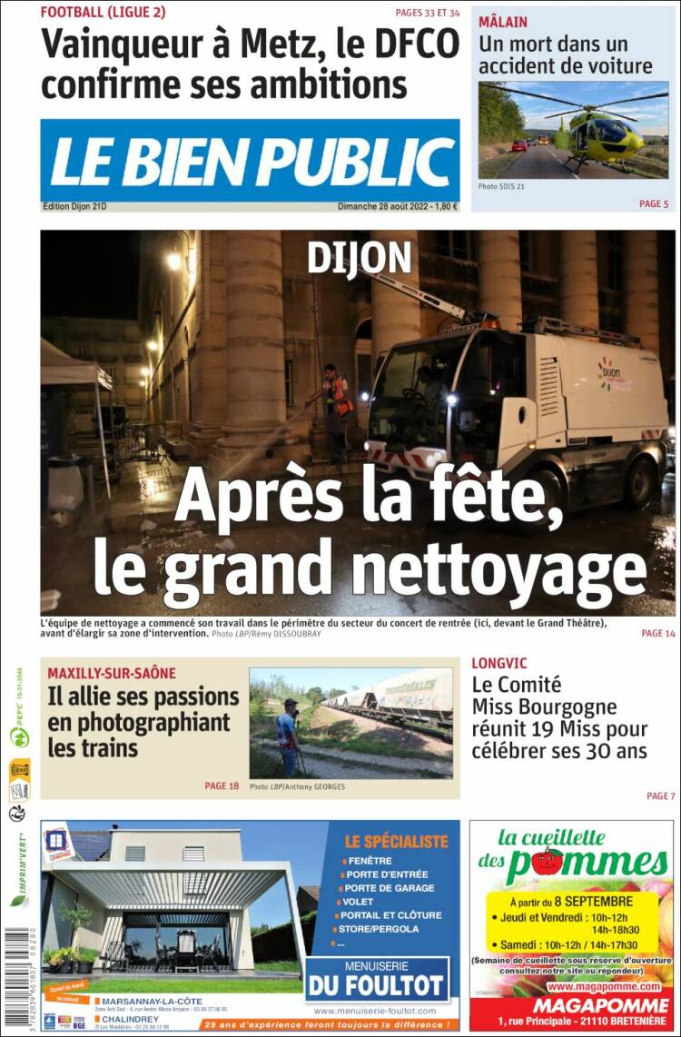Portada de Le Bien Public (Francia)