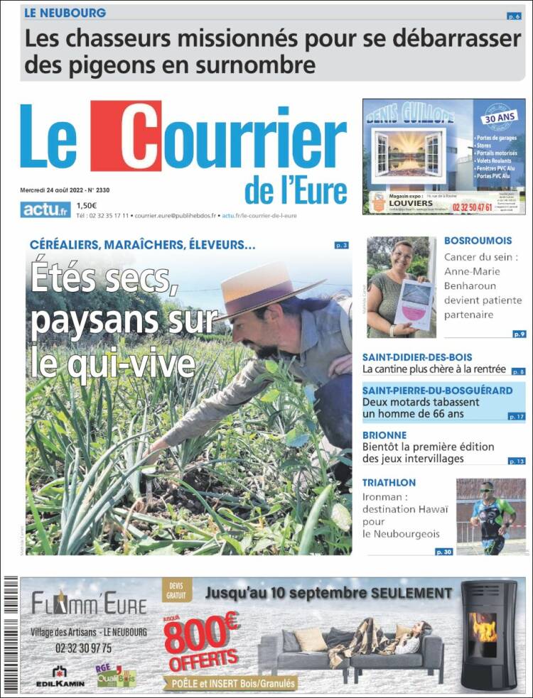 Portada de Le Courrier de l'Ouest (Francia)