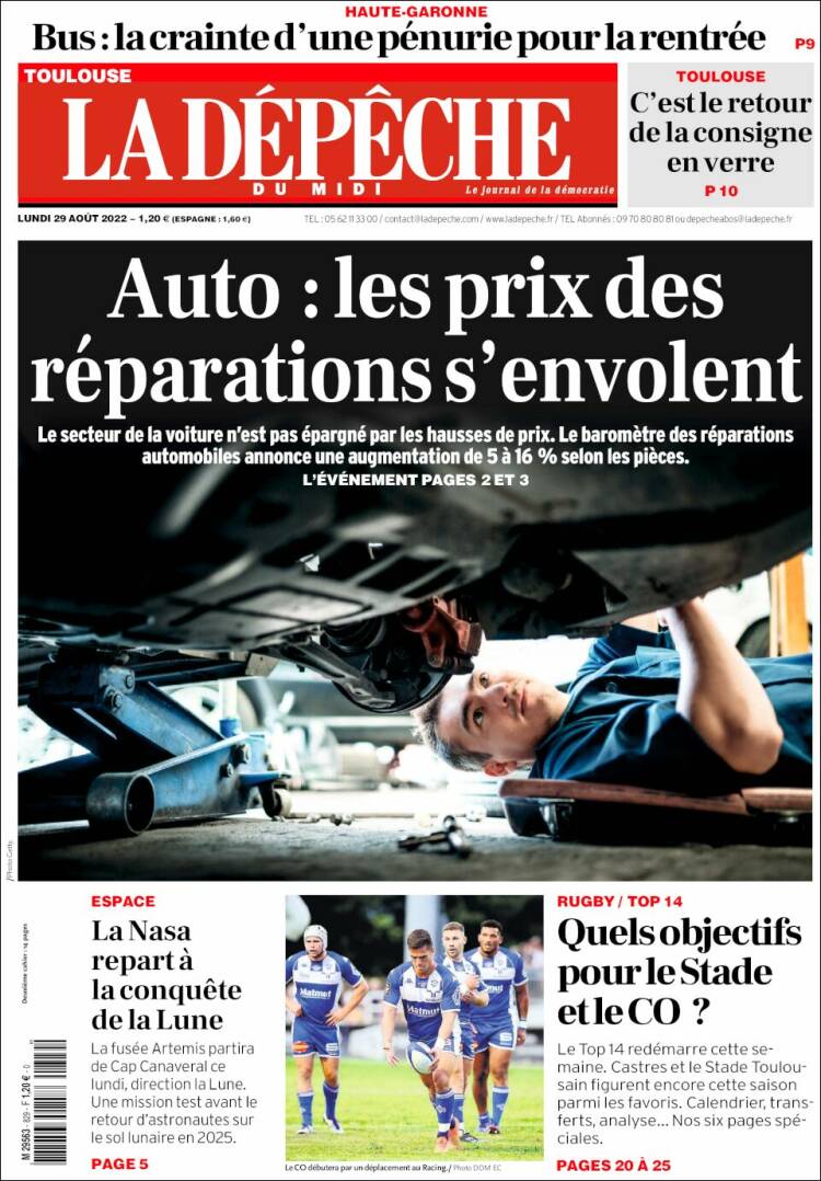 Portada de La Dépêche du Midi (Francia)