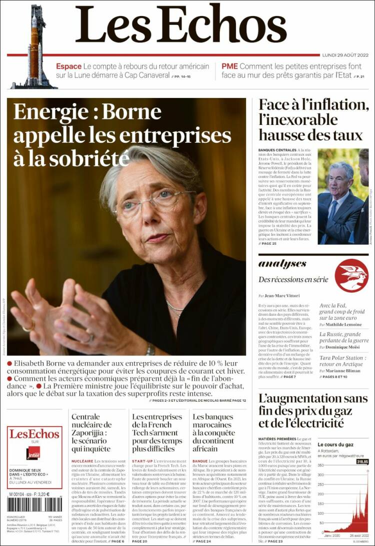 Portada de Les Echos (Francia)
