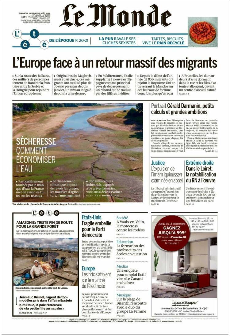 Portada de Le Monde (Francia)