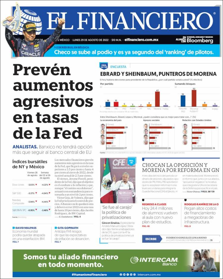 Portada de El Financiero (M&eacute;xico)