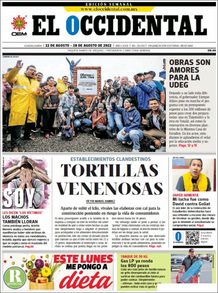 Portada de El Occidental (M&eacute;xico)