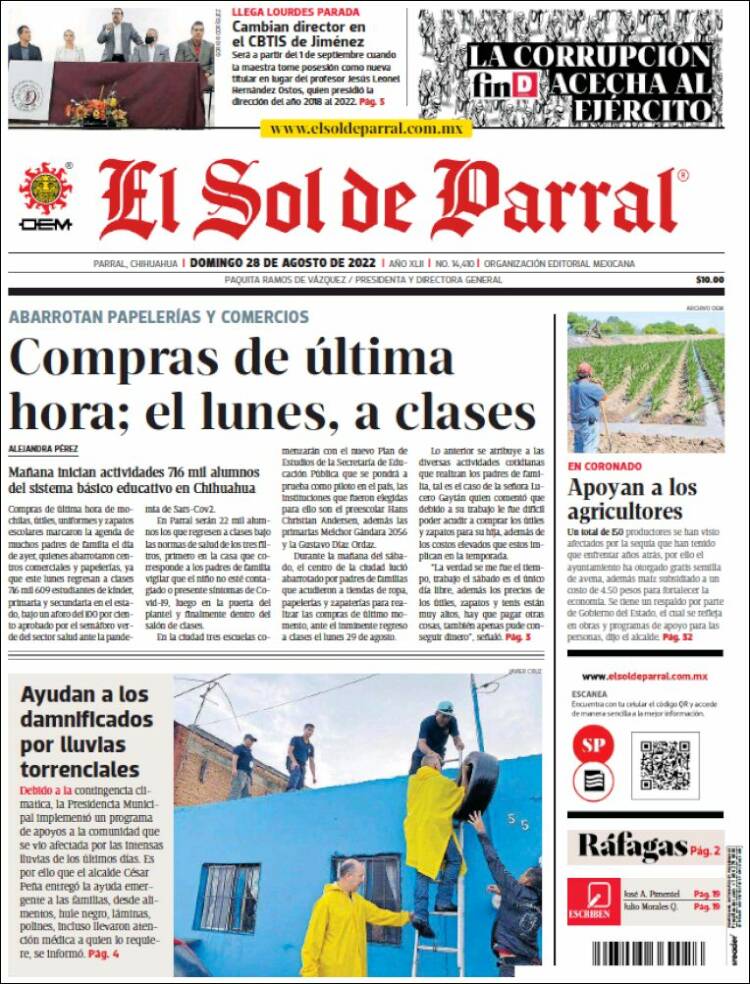 Portada de El Sol de Parral (M&eacute;xico)