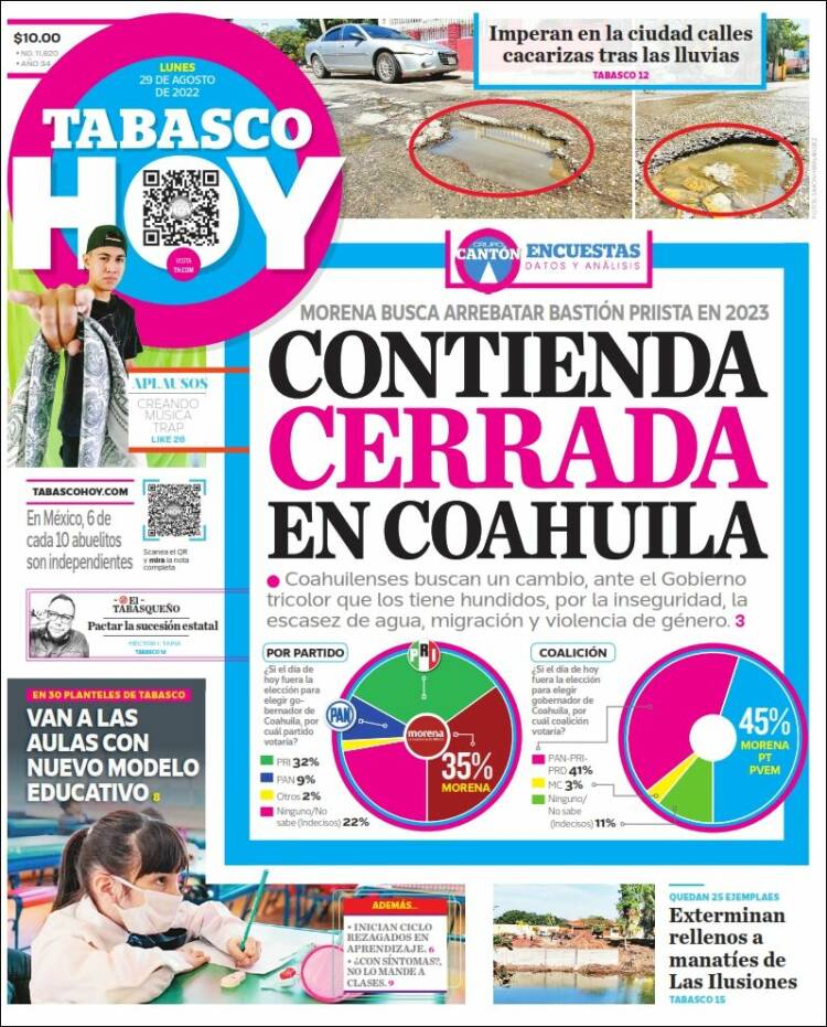 Portada de Tabasco Hoy (M&eacute;xico)