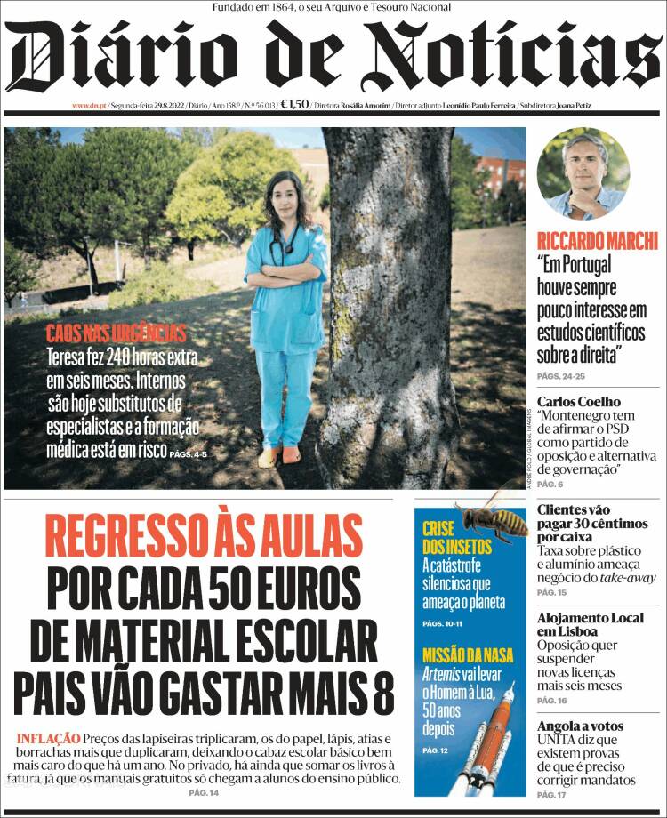 Portada de Diário de Noticias (Portugal)