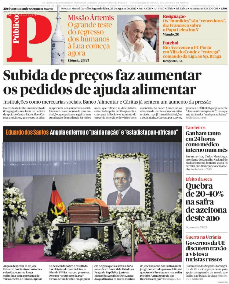 Portada de Público (Portugal)