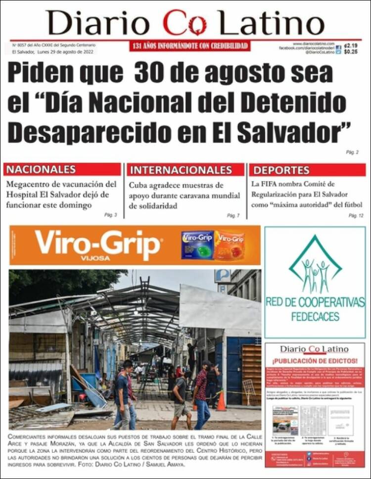 Portada de Diario Co Latino (El Salvador)