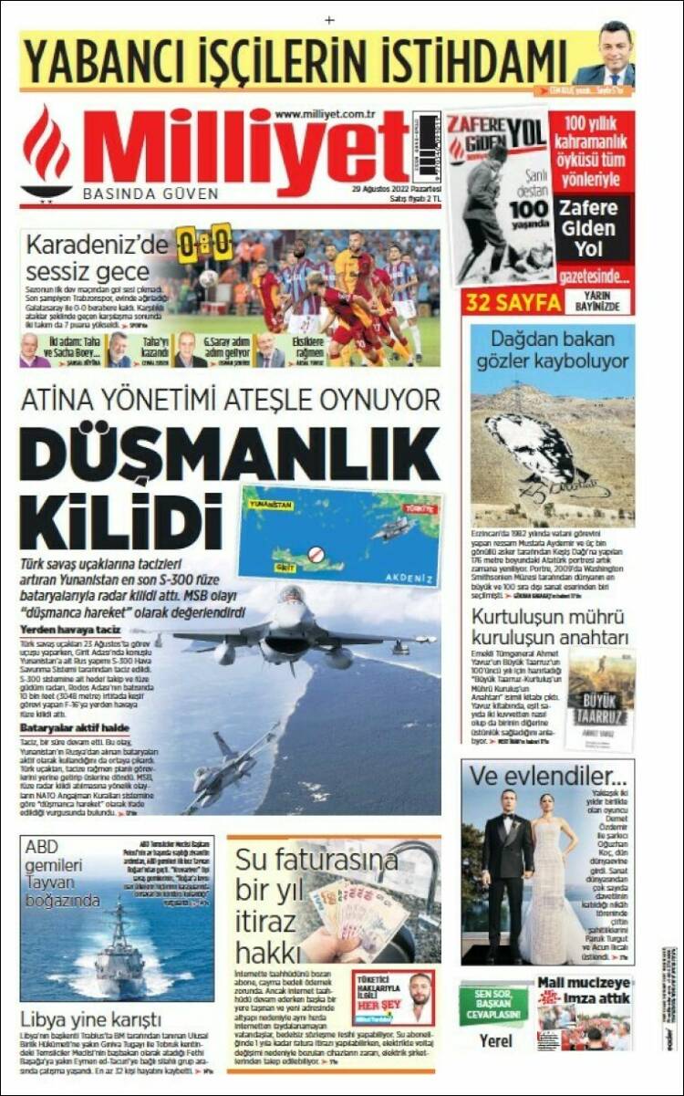 Portada de Milliyet (Turqu&iacute;a)