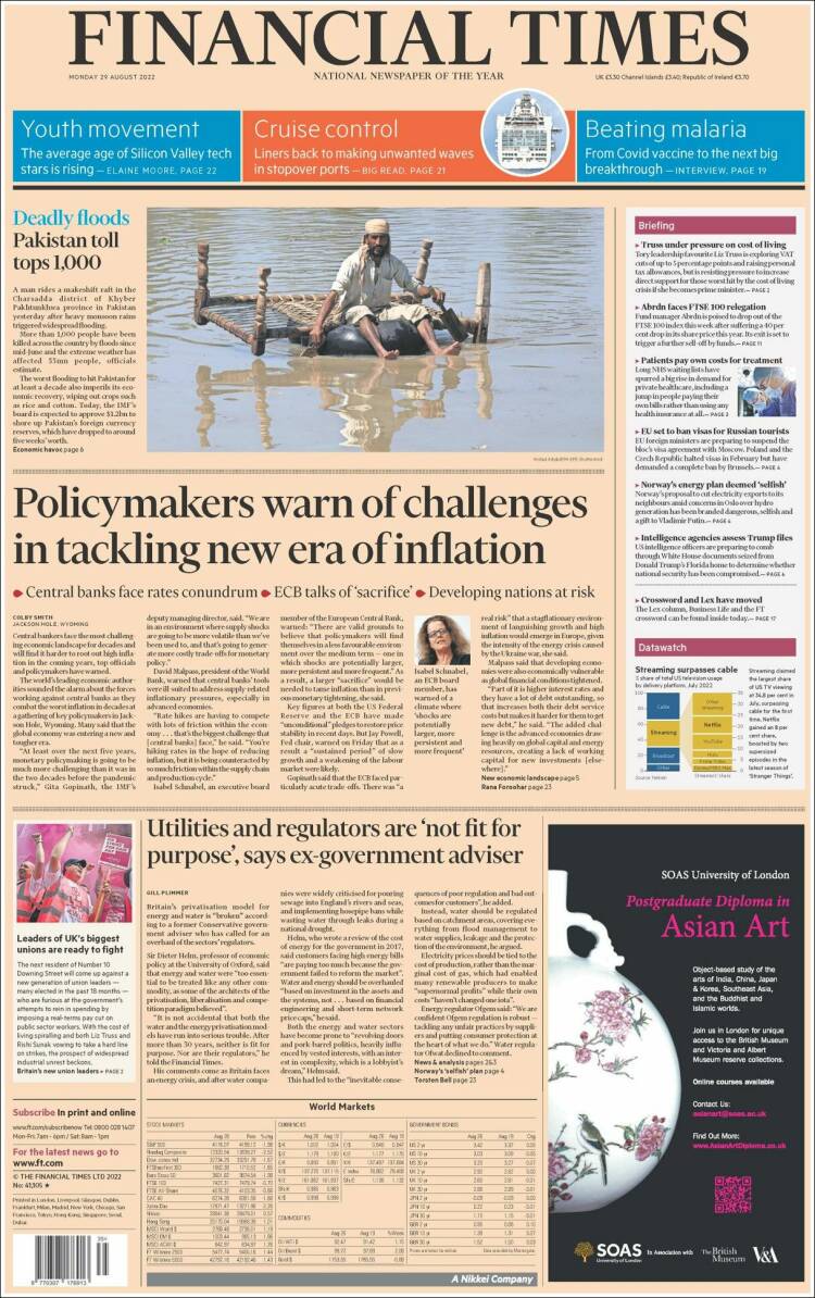 Portada de Financial Times (Reino Unido)