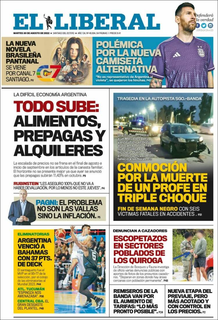 Portada de Diario El Liberal (Argentine)