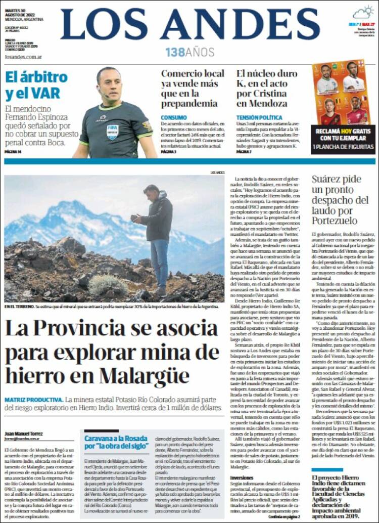 Portada de Los Andes - Mendoza (Argentine)