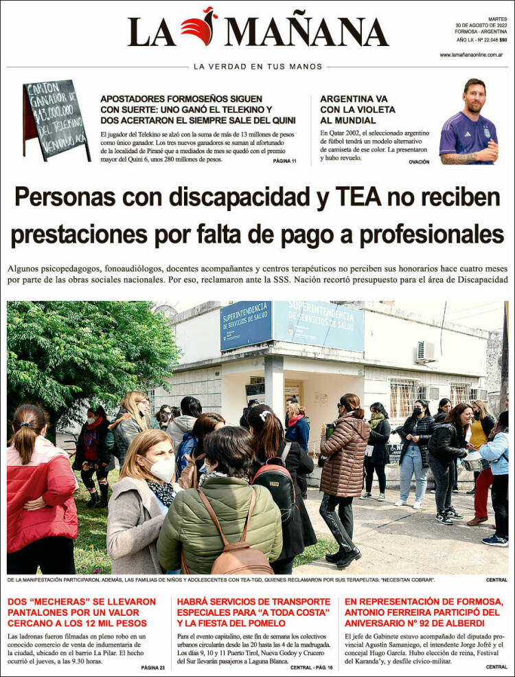 Portada de Diario La Mañana (Argentine)