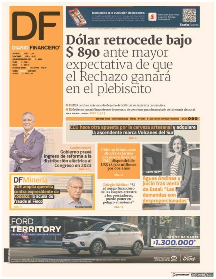 Portada de Diario Financiero (Chile)