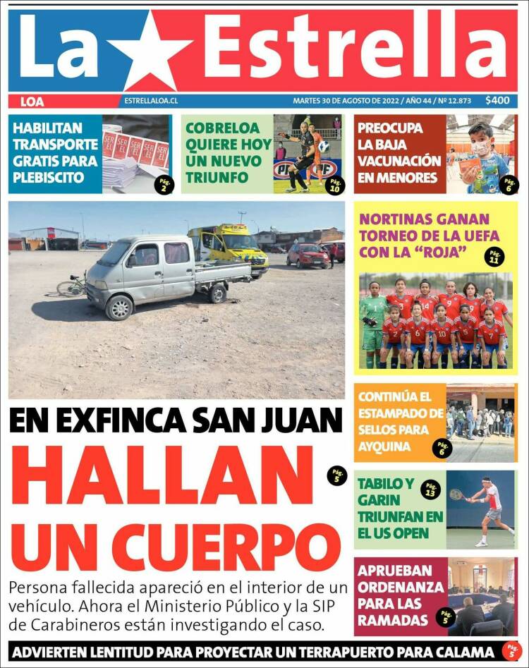 Portada de La Estrella de Loa (Chile)