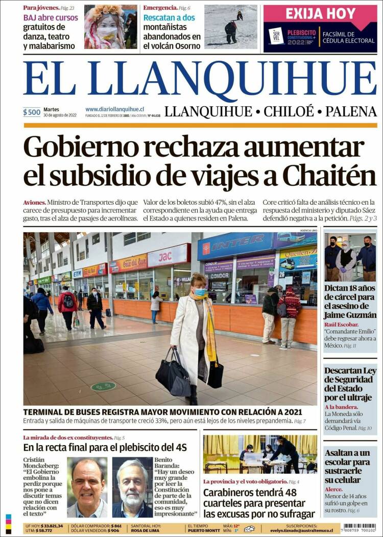 Portada de El Llanquihue (Chile)