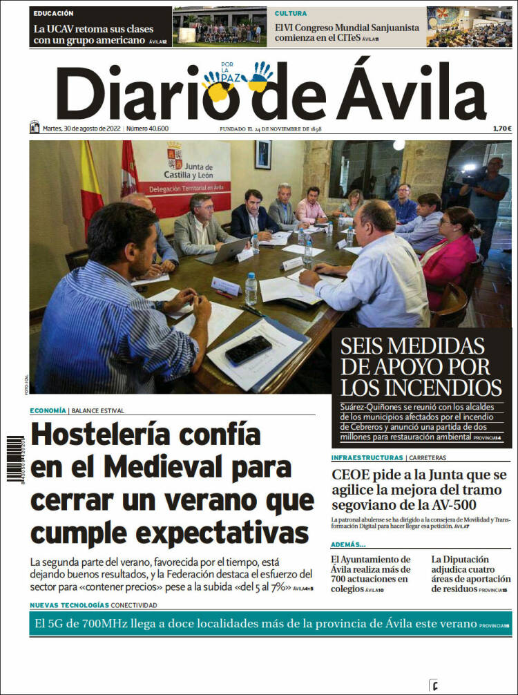 Portada de Diario de Ávila (España)