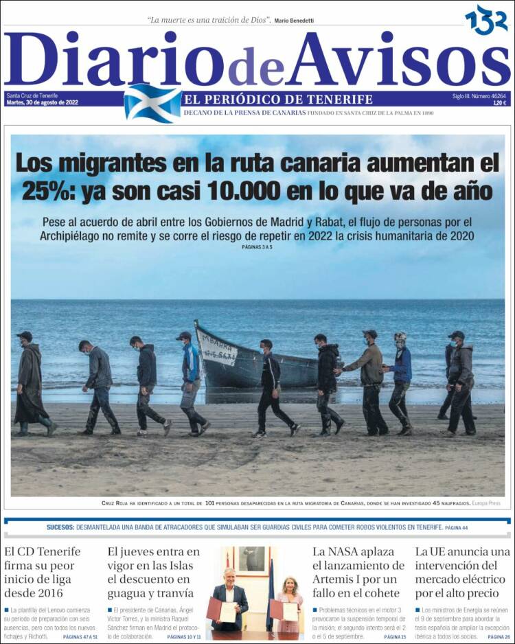 Portada de Diarios de Avisos (España)