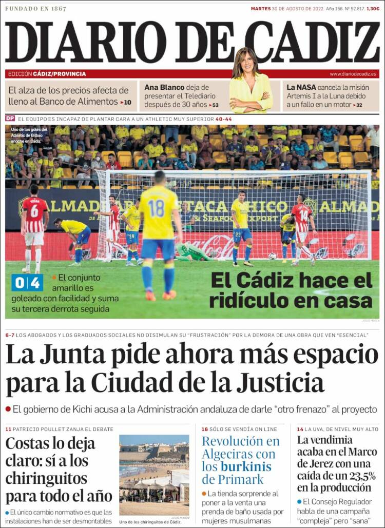 Portada de Diario de Cádiz (España)