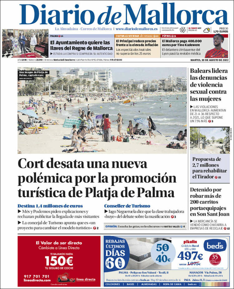 Portada de Diario de Mallorca (España)