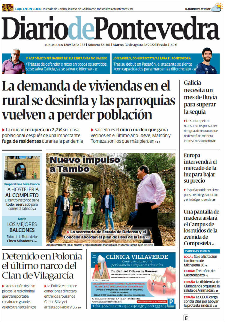 Portada de Diario de Pontevedra (España)