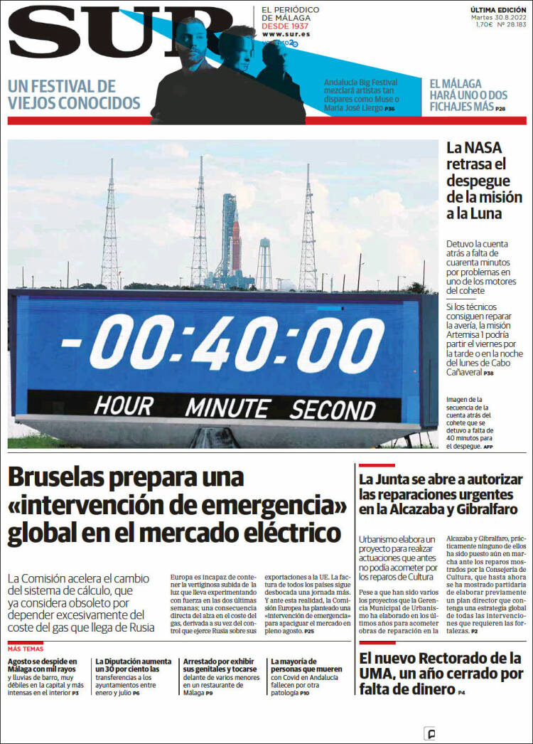 Portada de Diario el Sur (España)