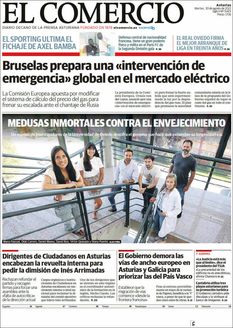 Portada de El Comercio (España)