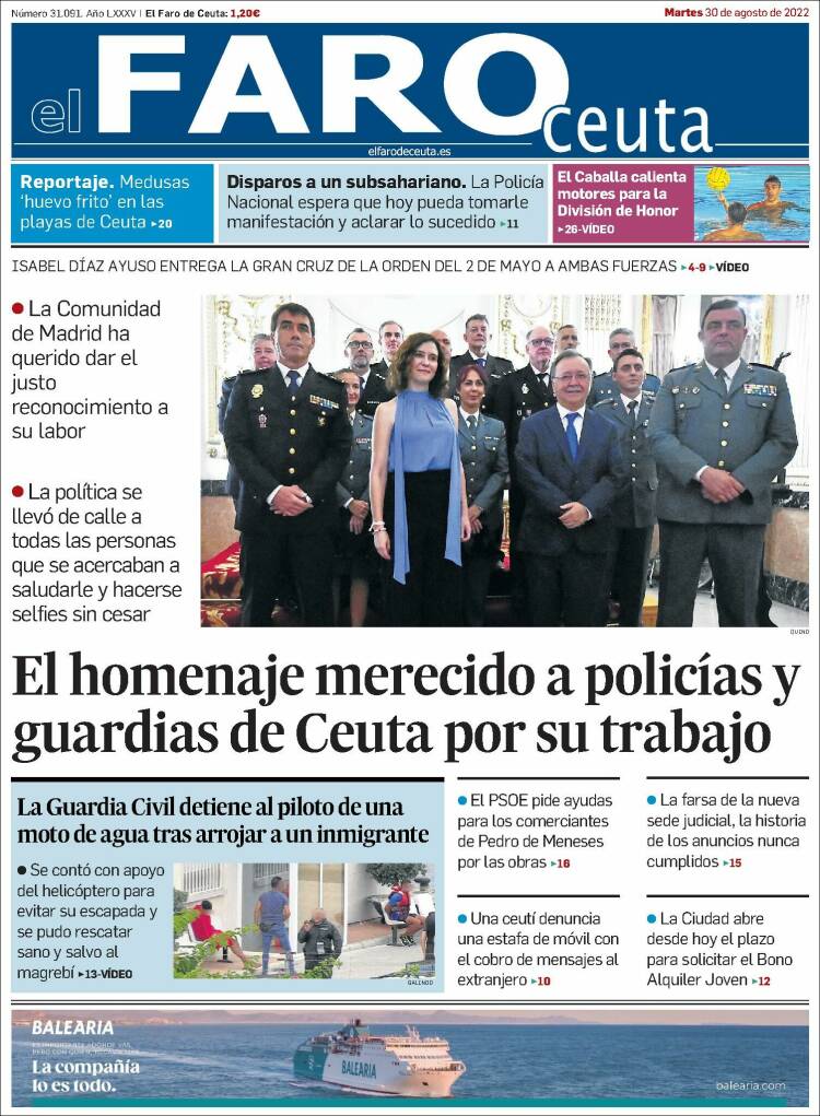 Portada de El Faro de Ceuta (España)