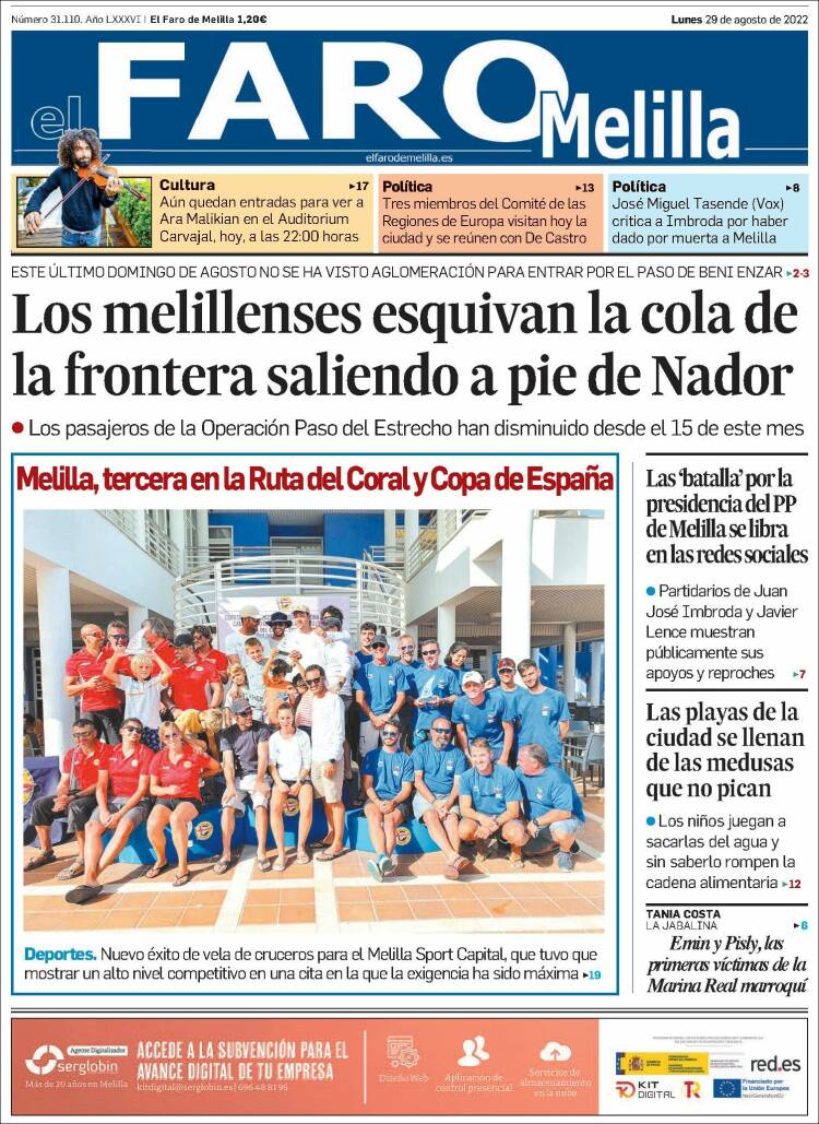 Portada de El Faro de Melilla (España)