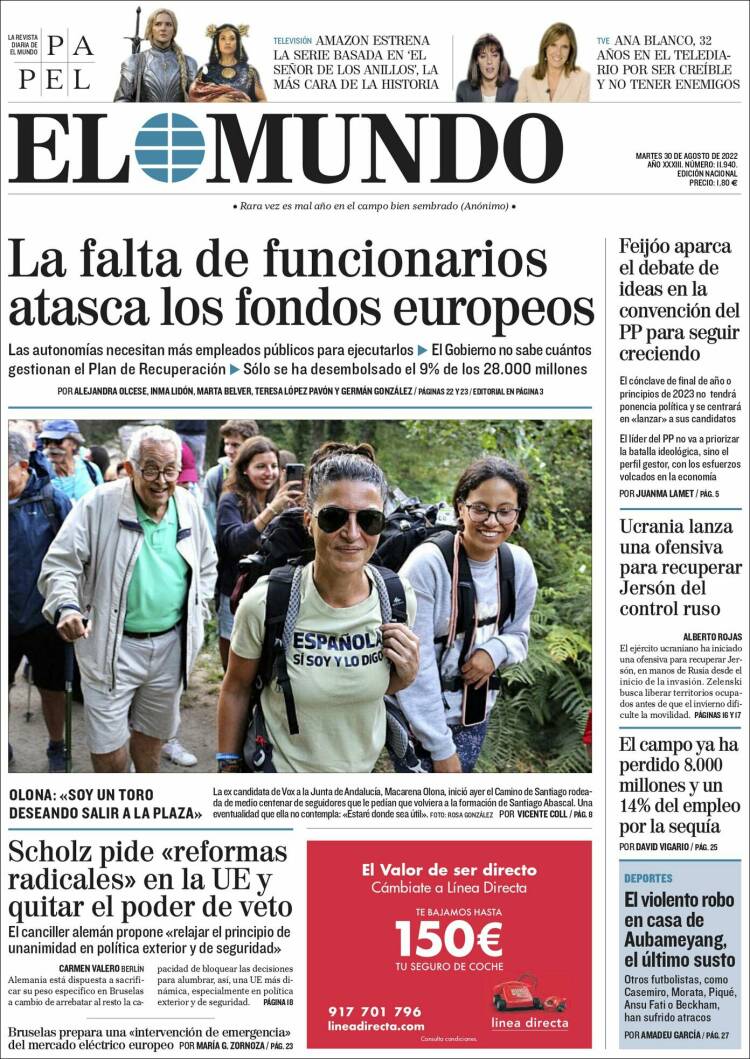 Portada de El Mundo (España)