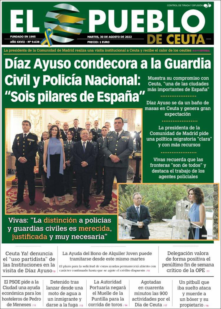 Portada de El Pueblo de Ceuta (España)