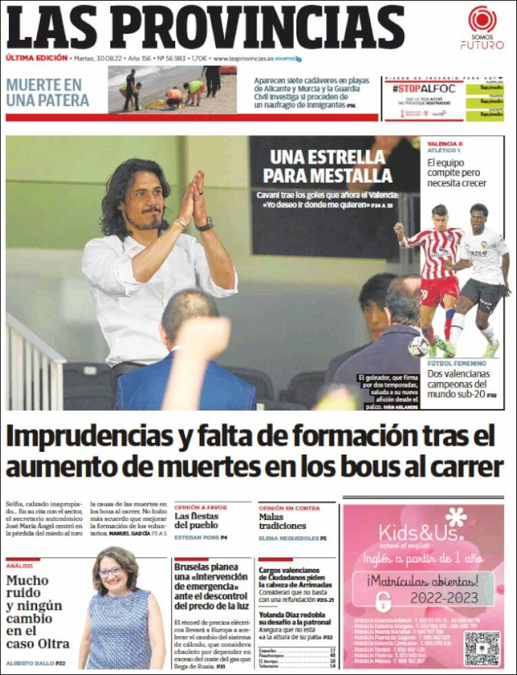 Portada de Las Provincias (España)