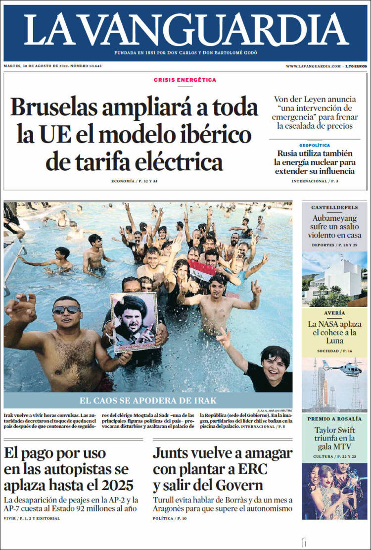 Portada de La Vanguardia (España)