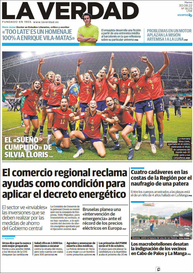 Portada de La Verdad de Murcia (España)