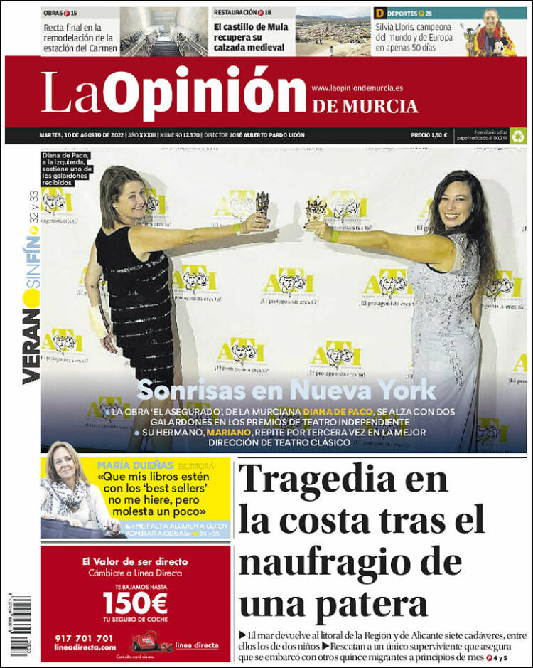 Portada de La Opinión de Murcia (España)