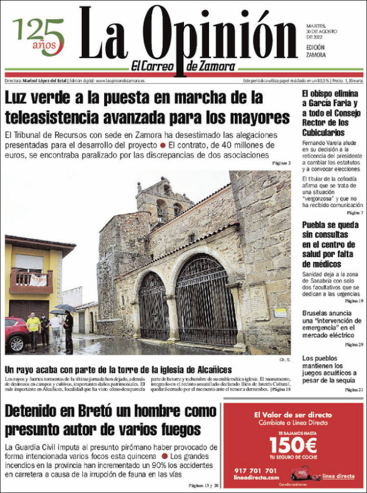 Portada de La Opinión - El Correo de Zamora (España)