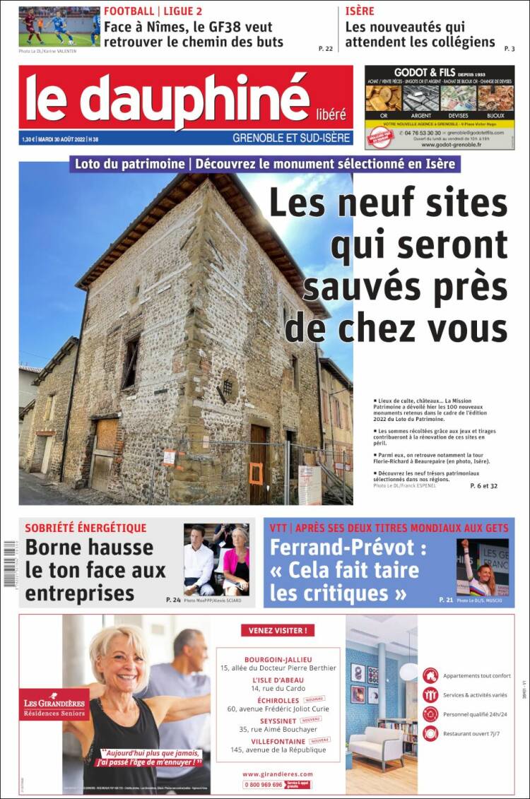 Portada de Le Dauphiné Libéré (France)